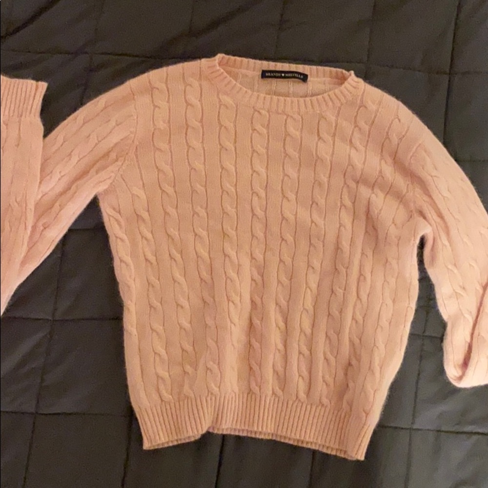 Pink Crewneck Cable Knit Brandy Melville Sweater